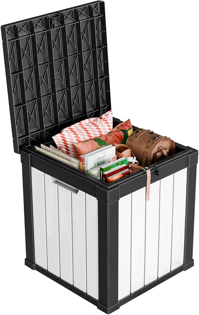 EasyUp 50 Gallon Outdoor Storage Box, Resin Waterproof UV-Resistant Deck Box by EASYUP