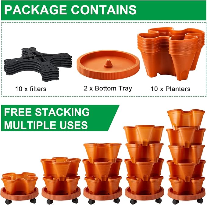 Umigy 2 Set 5 Tier Stackable Planters Vertical Garden Planters - Image 3