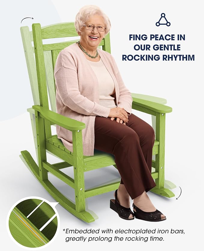 KINGYES HDPE Rocking Chairs Outdoor, Patio Rocking Chairs - Image 7