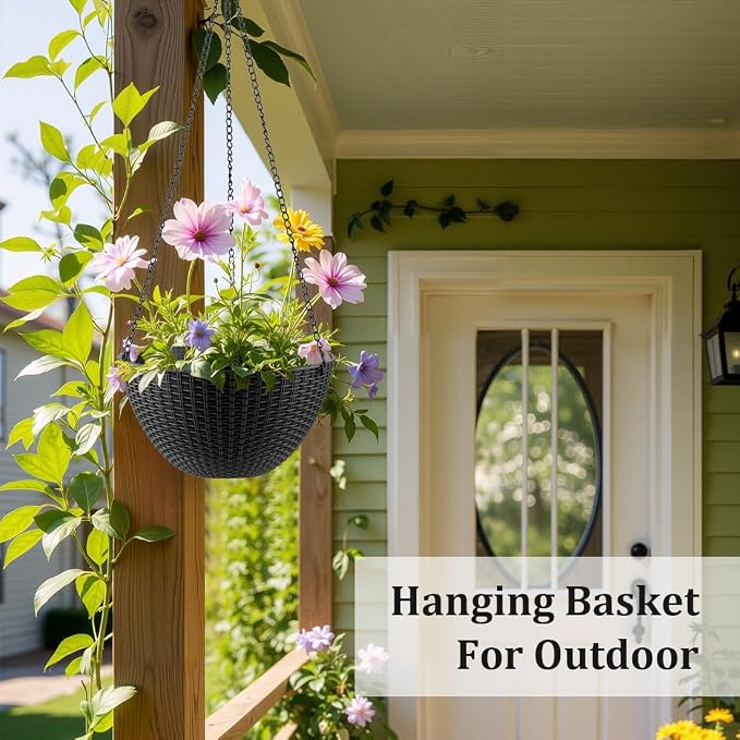 Hanging Planters for Indoor Outdoor Plants 8 and 10 Inch, 4 Packs Hanging - Image 5