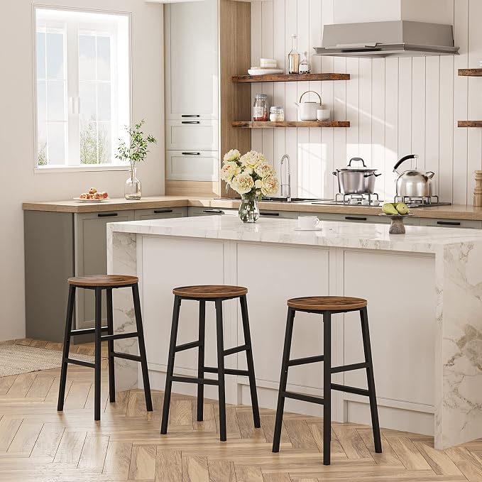 Bar Stools, 24.4 Inch Kitchen Breakfast Bar Stools, Industrial Bar Stools - Image 5