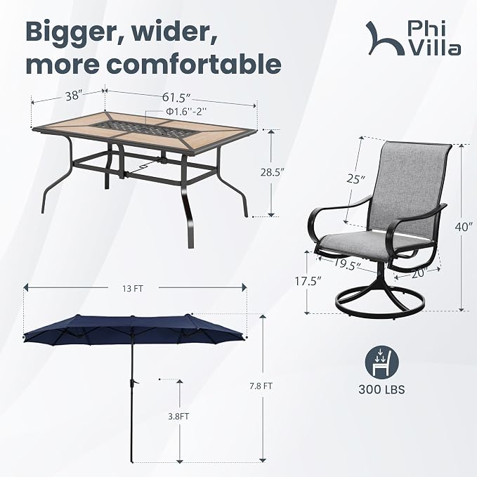 PHI VILLA Outdoor Patio Dining Set - Image 9