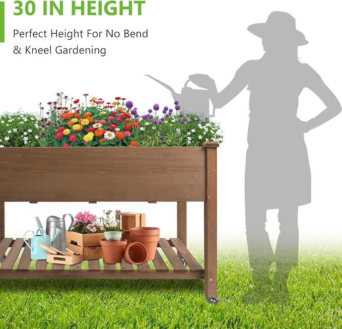 Raised Garden Bed with Legs & Wheels –, Outdoor Elevated Planter Box with - Image 4