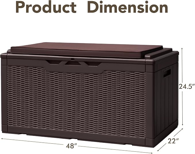 Devoko 100 Gallon Deck Box, Waterproof Resin Outdoor Storage Box - Image 5