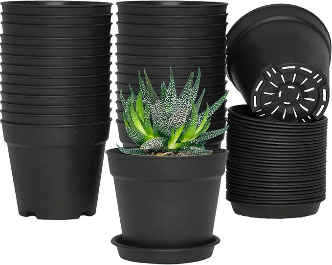 4 inch Small Plant Pots, 28 Pack Plastic Planters by SwinDuck