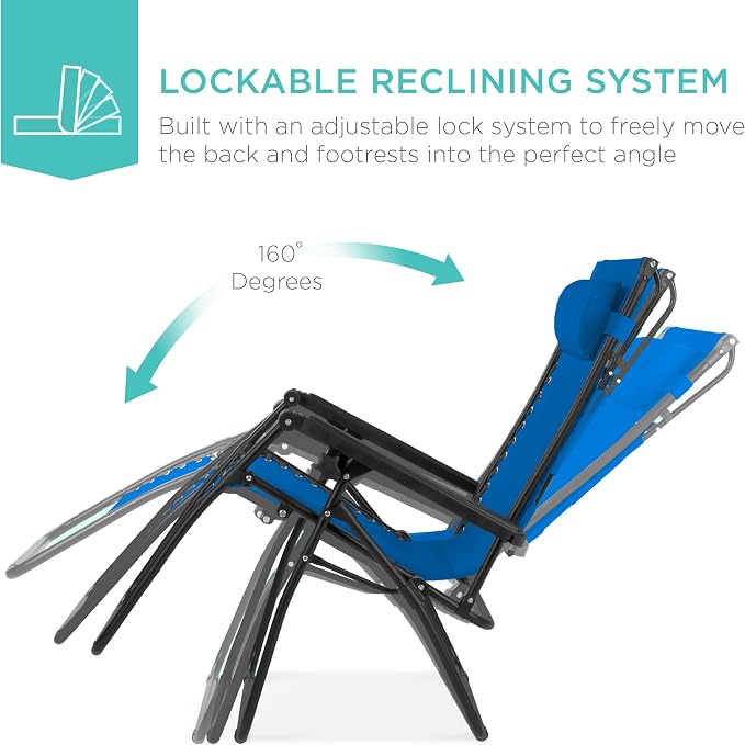 Best Choice Products Folding Zero Gravity Outdoor Recliner Patio Lounge Chair - Image 3