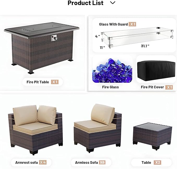 Kullavik 15 Pieces Outdoor Patio Furniture Set - Image 7