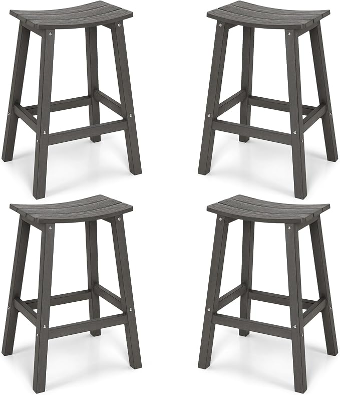 Weatherproof Bar Stools Set of 4, Saddle Seat, Bar Height Stools by LAHAAP