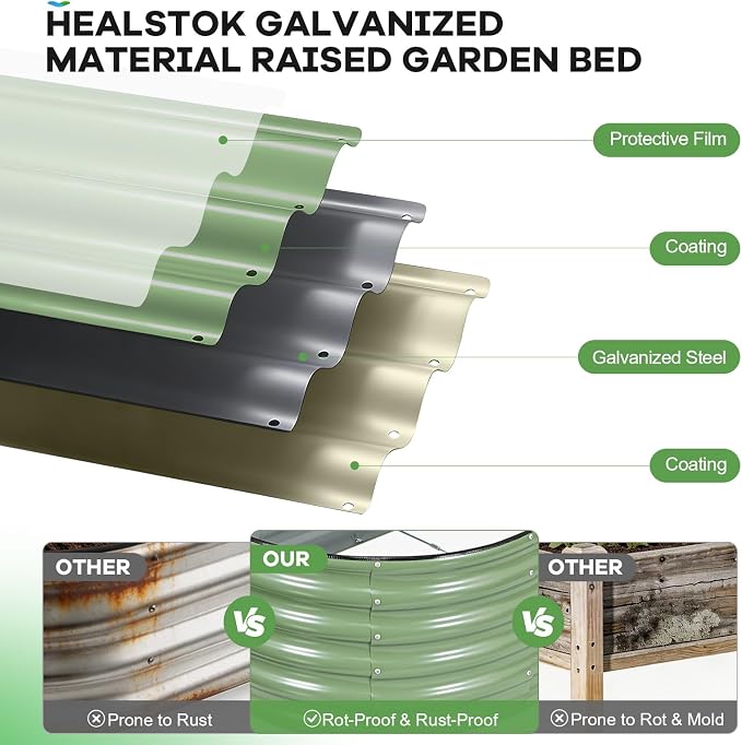 Galvanized Raised Garden Bed Outdoor, Rust-Resistant Garden Planter Box - Image 2