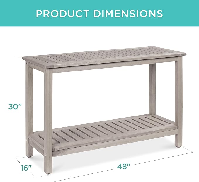 Best Choice Products 48in 2-Shelf Eucalyptus Wooden Console Table Indoor - Image 3