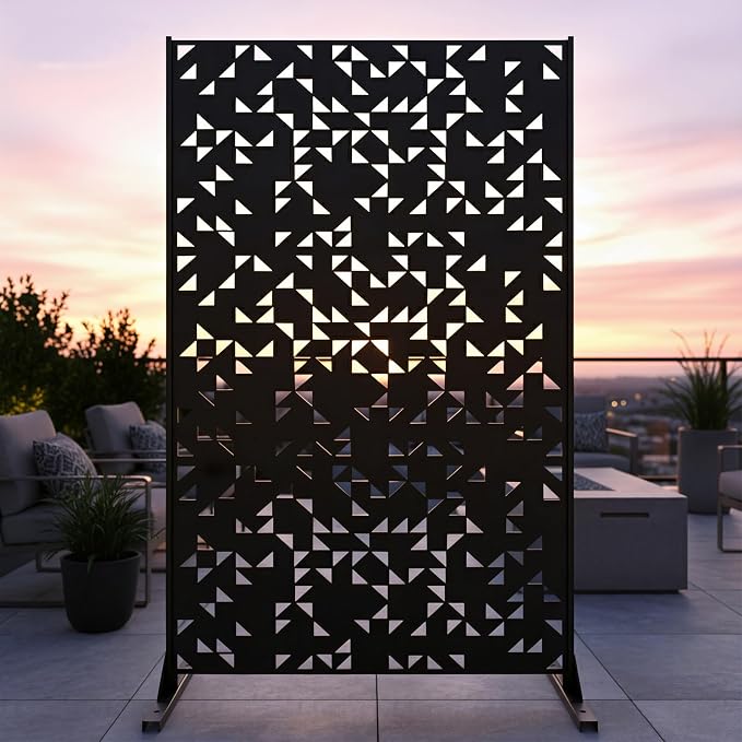 Metal Privacy Screen Outdoor 6FT – Laser-Cut Geometric Mosaic Decorative Steel by TALLYVERUS