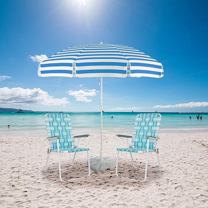 VINGLI Patio Lawn Webbed Folding Chairs Set of 2, Outdoor Beach Chair Portable - Image 2