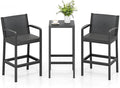 Tangkula 3 Pieces Patio Bar Set, Oudoor Curved Heavy Duty Bar Chairs and Square by TANGKULA