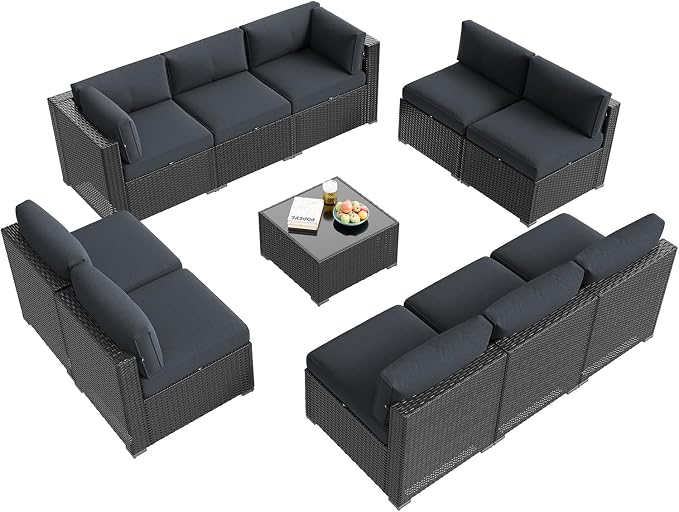 Aoxun Patio Furniture Set, 11 Piece Outdoor Sectional Sofas - Image 9