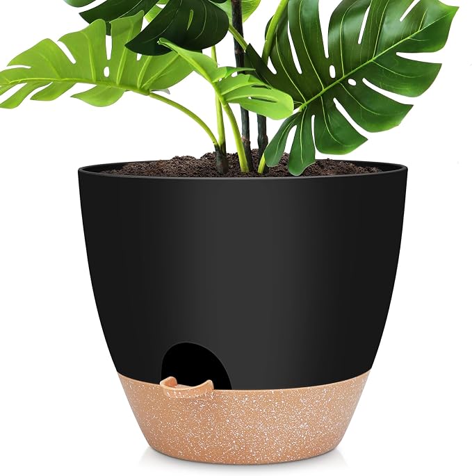 12 inch Large Self Watering Plant Pots, Flower Pots Planters by AFamilyofGardenLovers