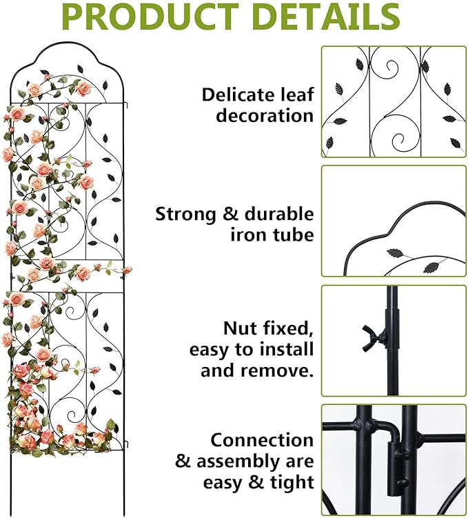 hogardeck 4 Packs 84 * 19 inch Metal Garden Trellis - Image 2