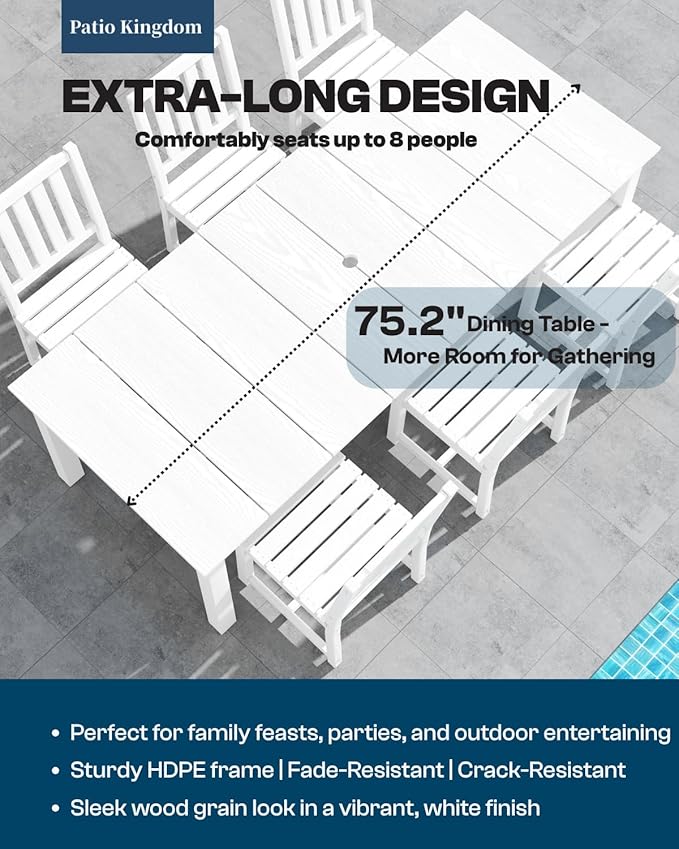 5-Piece White Outdoor Dining Set - Image 2