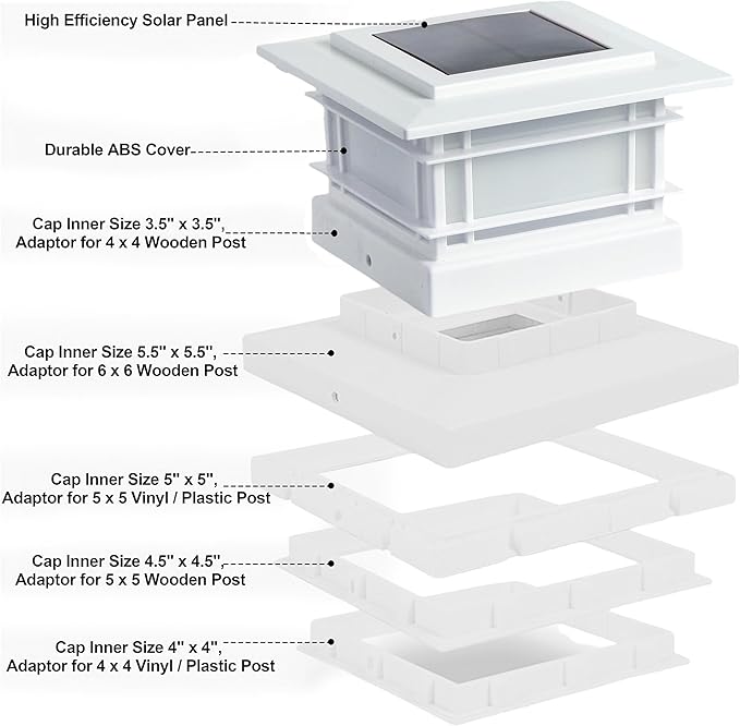 Dynaming 6 Pack Solar Post Cap Lights Outdoor - Image 7