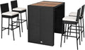 5 Piece Patio Wicker Bar Set, Rattan Bar Stools Set by SPORFIT