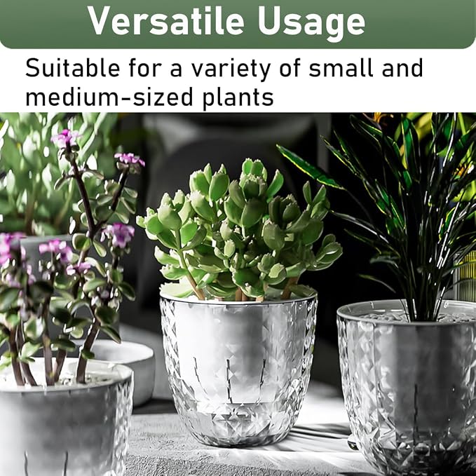 2 Pack 4 inch Self Watering Plants Pots Planters - Image 8
