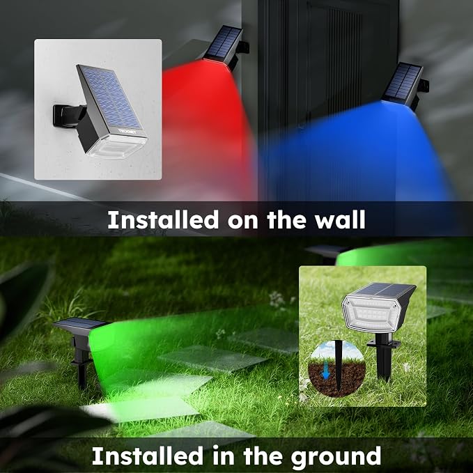 TECKNET Solar Color Changing Lights, 7 Lighting Modes Solar Spot Lights Outdoor - Image 5
