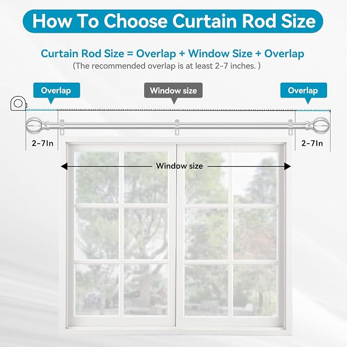 Silver Curtain Rods for Windows 28 to 48 Inch, 5/8" Diameter Heavy Duty Metal - Image 4