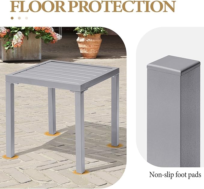 Crestlive Products Outdoor Side Table, Small Square Metal End Table Easy - Image 5