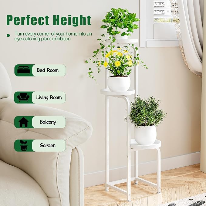 Plant Stand Indoor Outdoor 3 Tier Metal Plant Shelf - Image 2