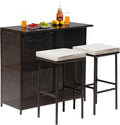 Wicker Patio Furniture 3 Piece Patio Bar Table Set Chairs Wicker Outdoor Rattan by FDW