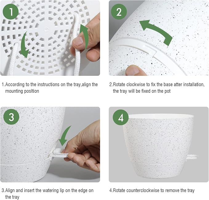 12inch 2Pack Large Self Watering Planters, Plastic Plant Pots - Image 4