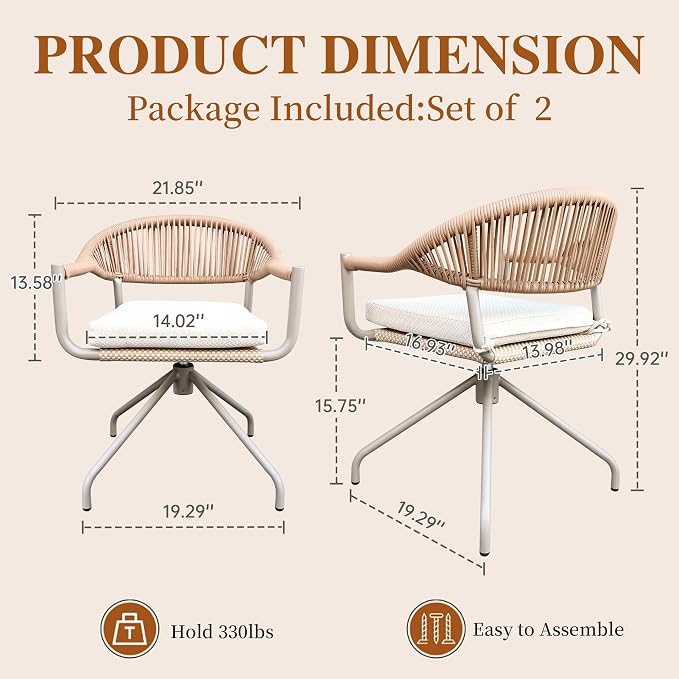 TWT Patio Dining Chairs Outdoor Stackable Dining Chairs - Image 3