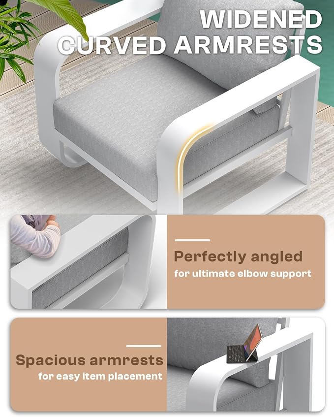 Aluminum Outdoor Patio Couch, 3 Seats Oversized Patio Sofa - Image 2