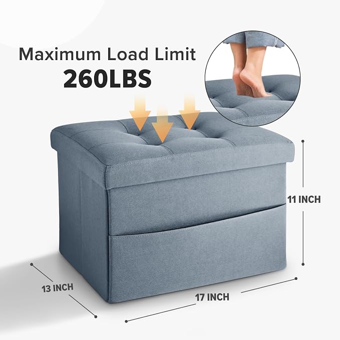 LINMAGCO Storage Ottoman Folding Foot Stool Ottoman - Image 2