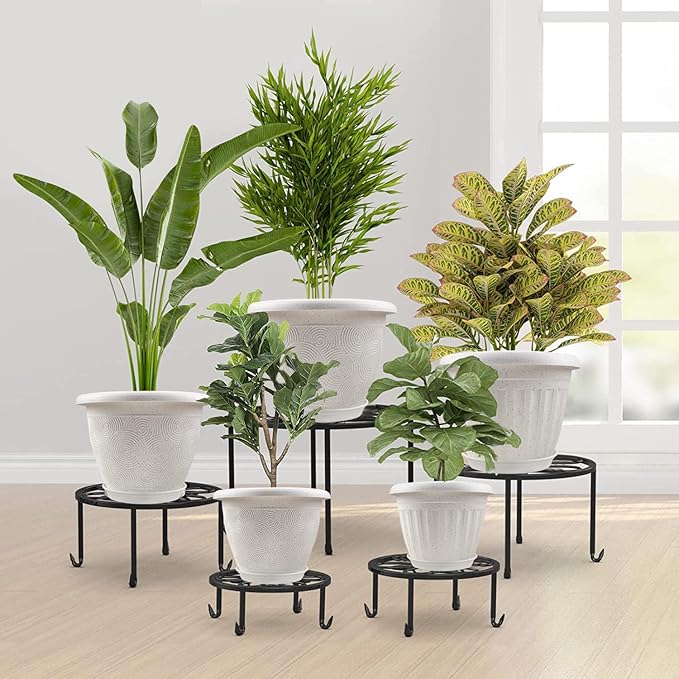 Plastic Flower Pots Planters For Indoor Plants, 4 Pack 14 Inch White Plant Pots - Image 6