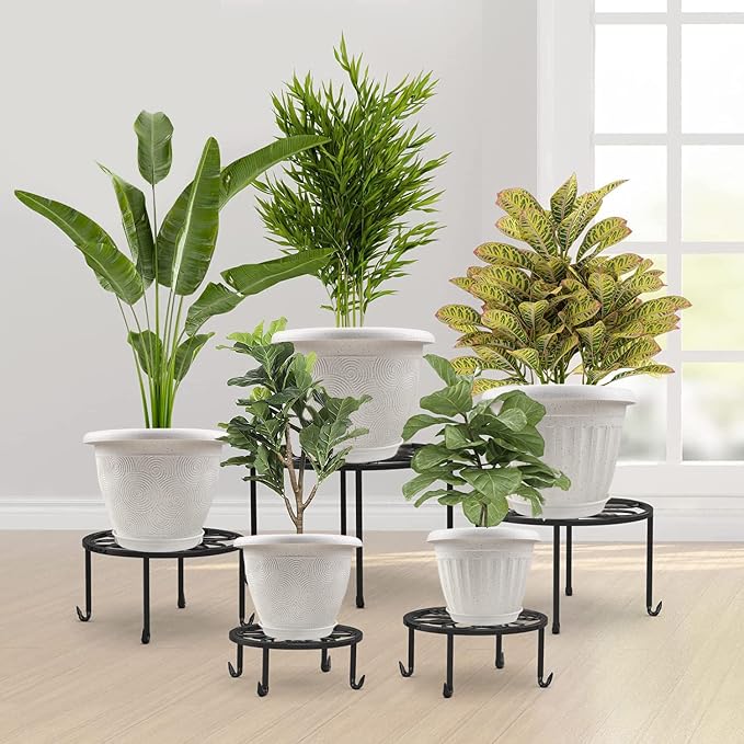 Plastic Flower Pots Planters for Indoor Plants, 4 Pack 12 Inch White Plant Pots - Image 6