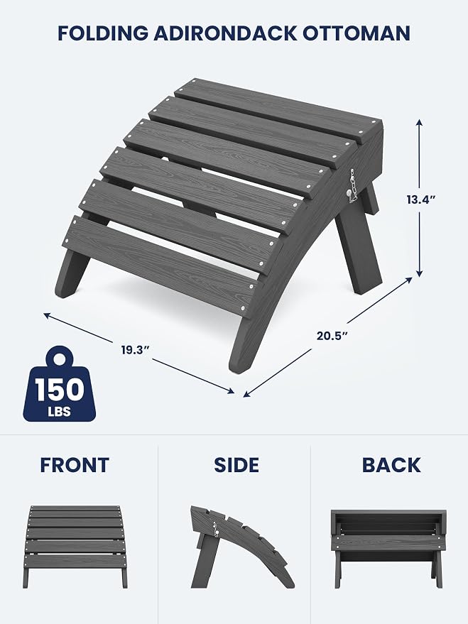 KINGYES Folding Adirondack Ottomans Set of 4 - Image 2