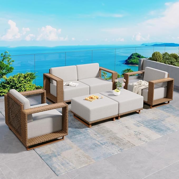 Sectional Outdoor Patio Furniture, Outdoor Rattan Wicker Sectional Sofa by SUNSHINEVALLEY