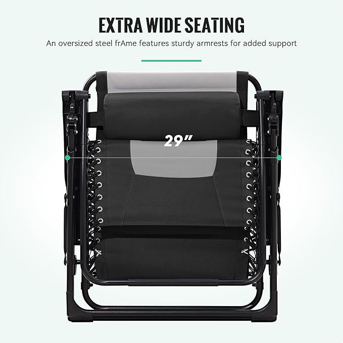 JEAREY Oversized Padded Zero Gravity Chairs, Folding Lounge Chair Outdoor Patio - Image 4