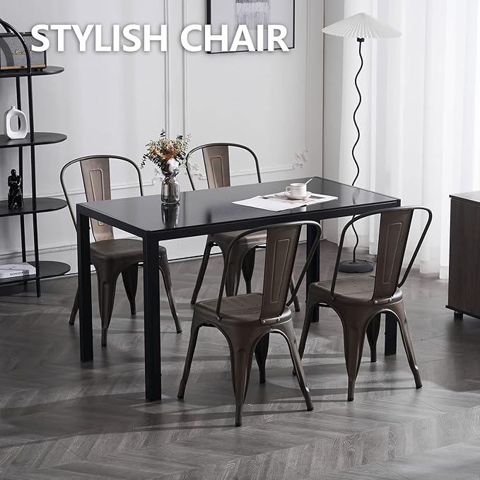 Nazhura Metal Dining Chair Farmhouse Tolix Style - Image 5