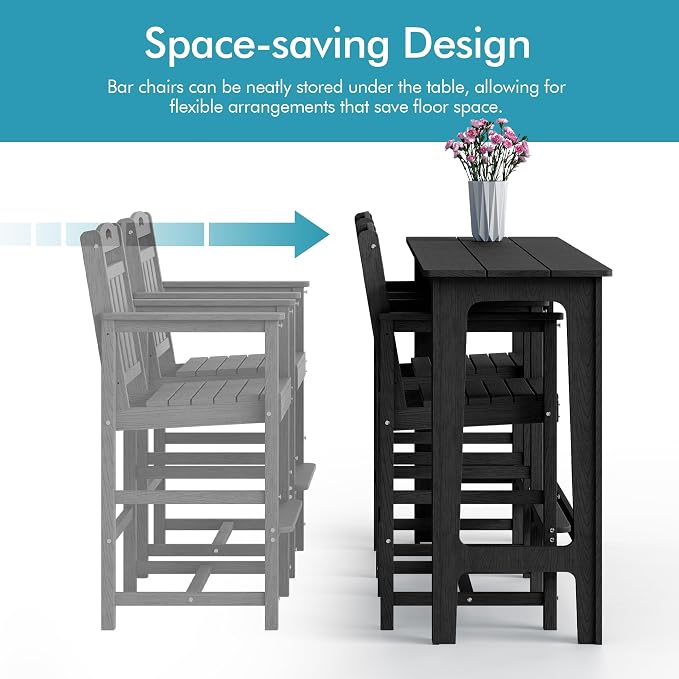 Ciokea Outdoor Bar Height Table Set of 5, Heavy-Duty All-Weather HDPE Patio Bar - Image 8