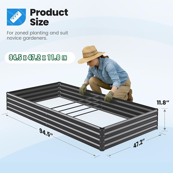Quictent Galvanized Raised Garden Bed 8x4x1 Ft Metal Planter Box - Image 6
