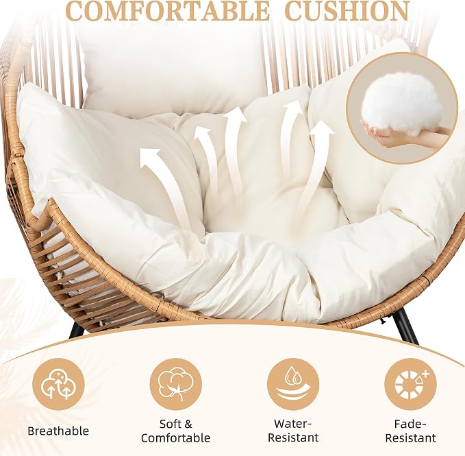 Vongrasig Wicker Rocking Egg Chair PE Rattan - Image 5