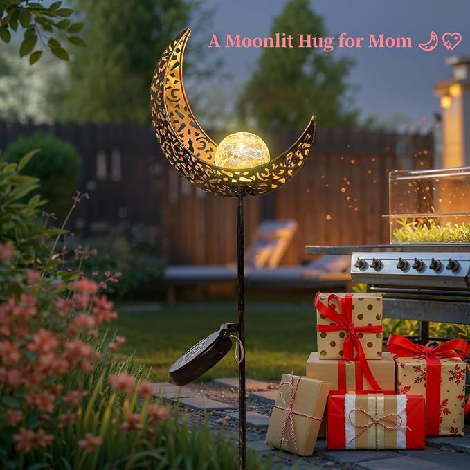 TAKE ME Moon Solar Lights for Women Garden Outdoor Decor Waterproof Metal Solar - Image 9
