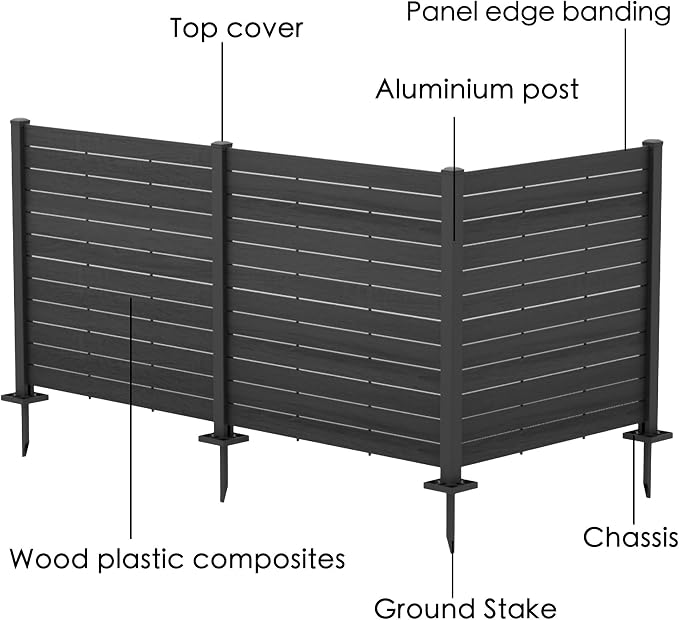 Kozyard 50" W x 48" H Outdoor Privacy Screens Aluminum Post, Air Conditioner - Image 4