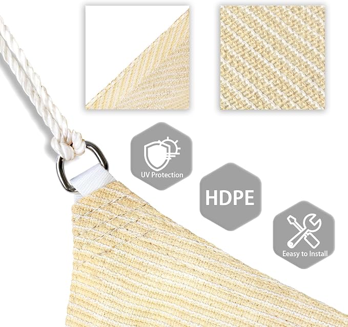 Patio Paradise 8' x 8' x 8' Sun Shade Sail Triangle Canopy Shade Cloth Fabric - Image 3