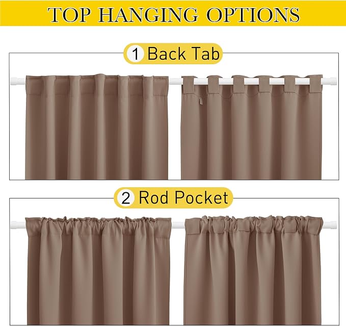 NICETOWN 2 Panels Waterproof Outdoor Curtains Fixed Pocket & Back Tab on Top & - Image 3