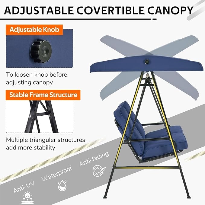 AECOJOY 2-Seat Outdoor Patio Swing Chair - Image 5