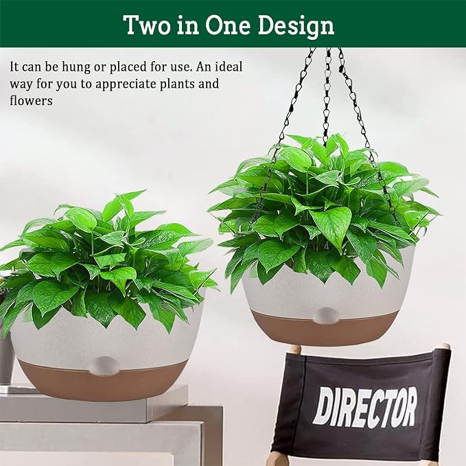 Hanging Planters for Indoor Plants, 2 Pack 10 Inch Self Watering Pots - Image 7