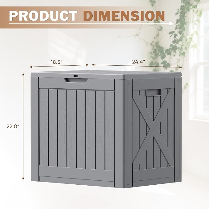 Patiowell 43 Gallon Resin Deck Box, Outdoor Storage Box - Image 4