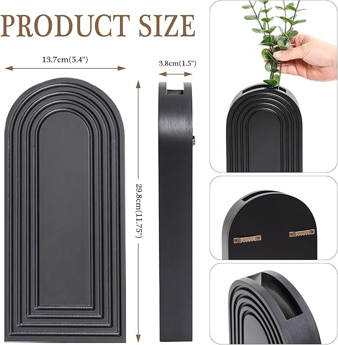 2 Pack Wooden Wall Vase Set - Image 4